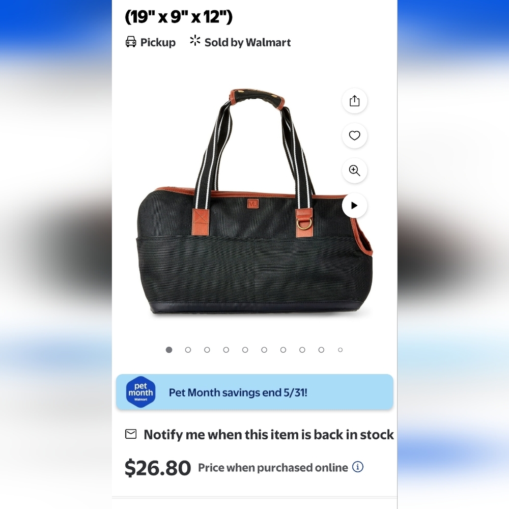 Stylish Black and Brown Pet Carrier by MZ Wallace